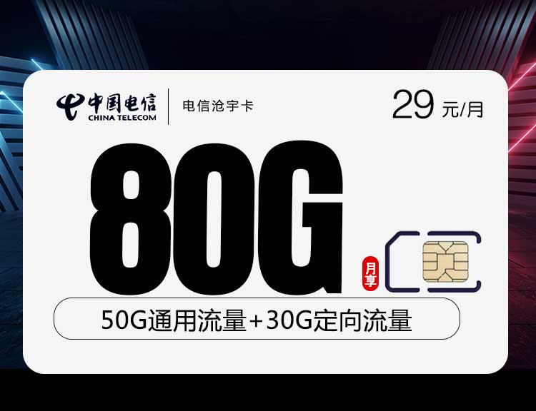 电信流量卡沧宇卡【29元80G】